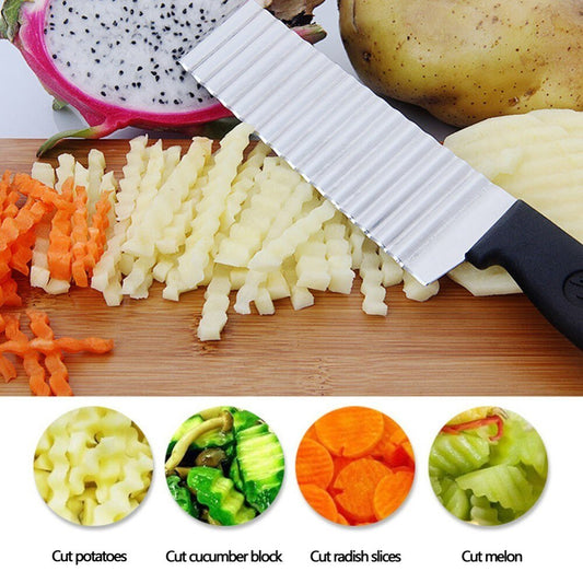 Stainless Steel Crinkle Cutter Knife – Wavy Vegetable & Potato Slicer