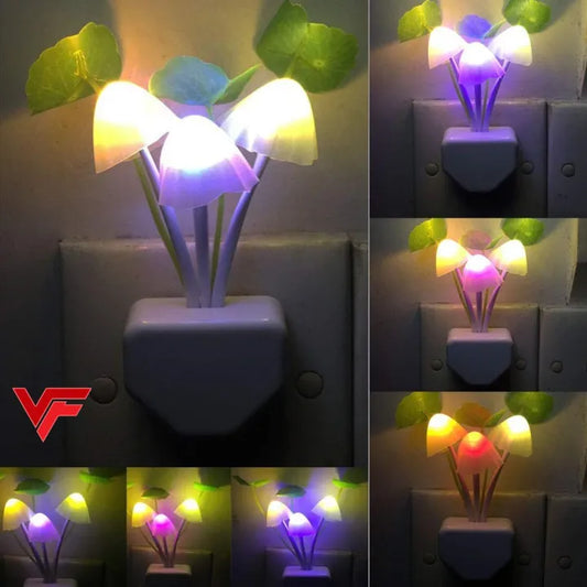 Automatic Sensor Color-Changing LED Flower Mushroom Night Light for Bedroom & Kids Room