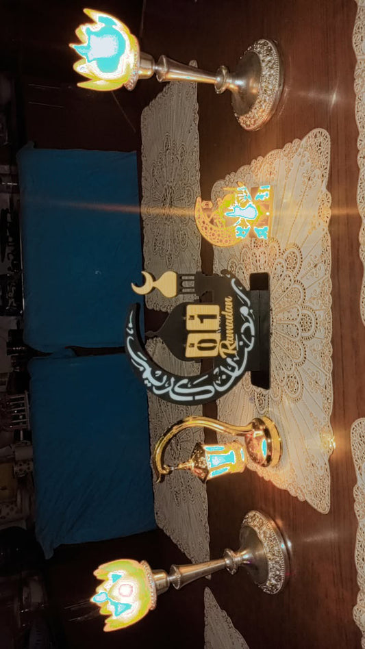 Mister Traders Ramzan & Eid Wooden Table Decor Lamp for Home Decoration