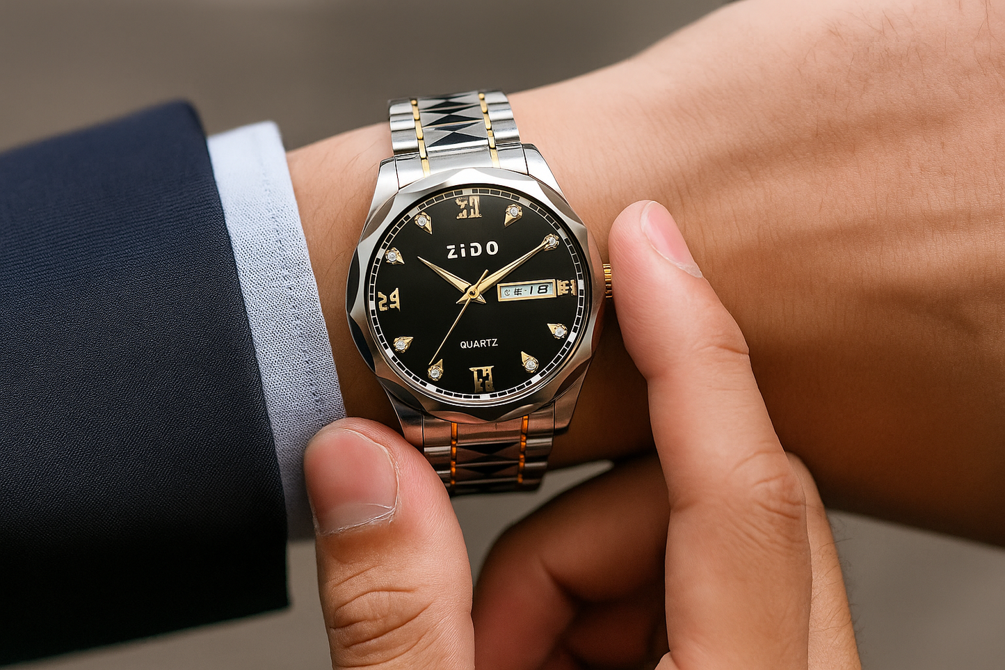 BINBOND Elegant Quartz Men's Watch with Date Function and Dual-Tone Stainless Steel Strap Ratings 19